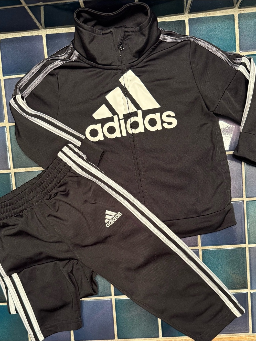 Adidas Kids Black Track Jacket and Pants Set